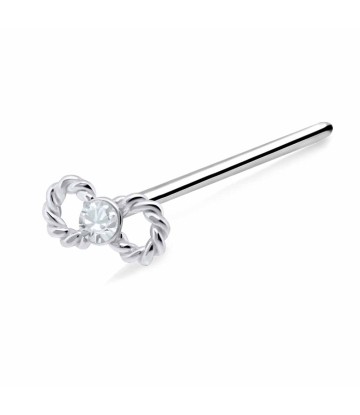 Stony Infinity Shaped Silver Straight Nose Stud NSKA-676